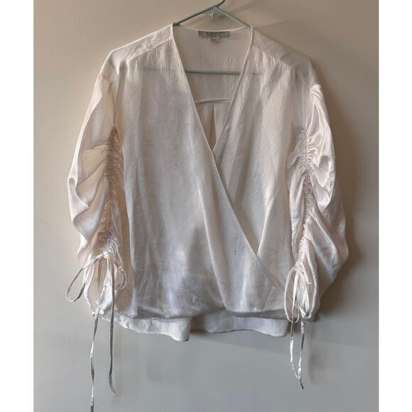 Allsaints Women's Preslie Silk Blouse in Chalk White Size 6 - Picture 4 of 6